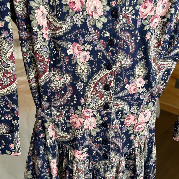 Vintage 80s Oops California 100% Cotton Floral Midi Dress - Picture 10 of 11